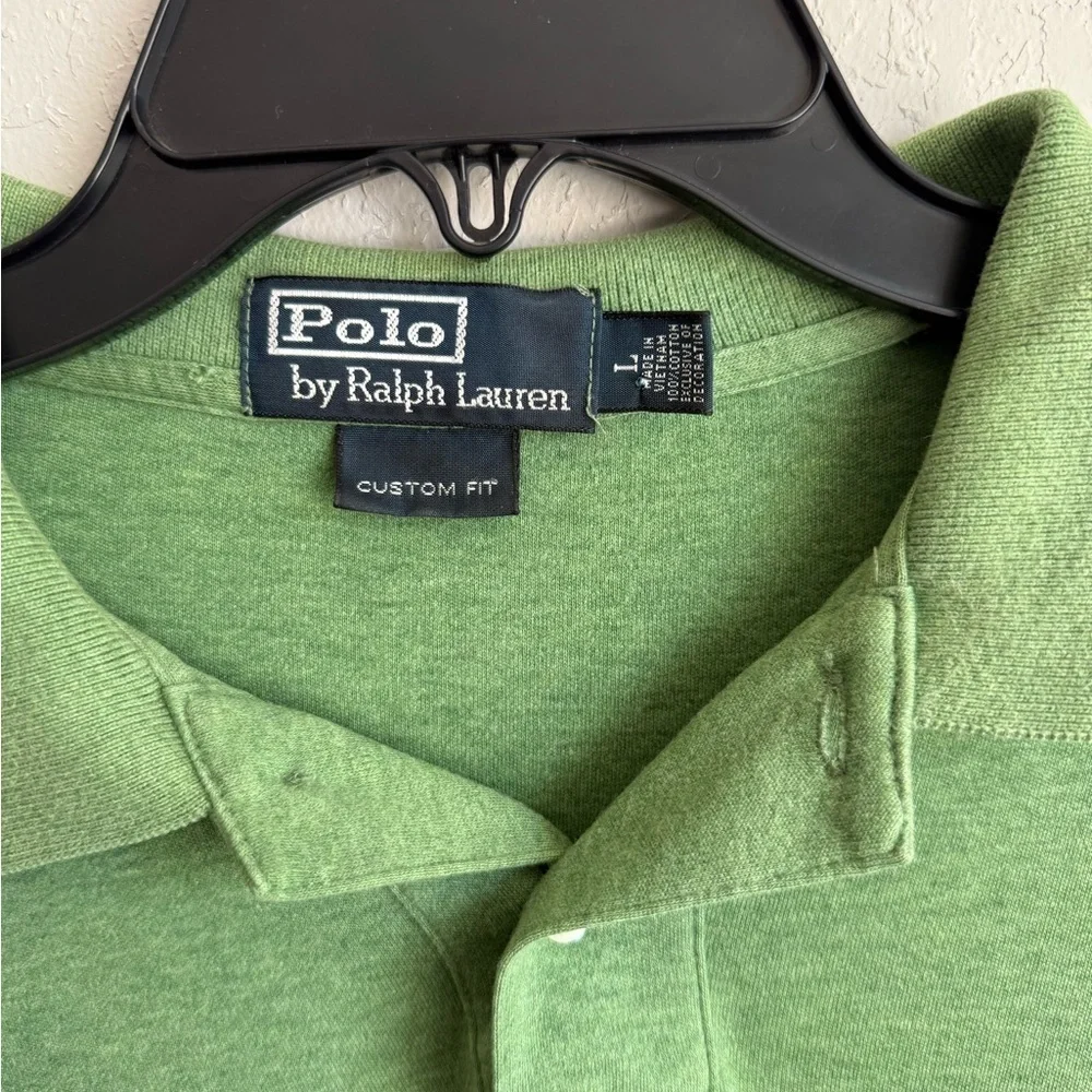 Men’s L Green Polo Ralph Lauren Custom Fit Preppy Business Casual Academia Polo